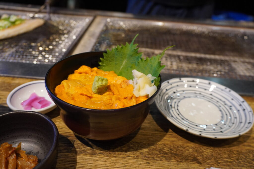 ウニ丼。こんなにコクのあるおいしいウニは初めて食べました。ぜひ人生で一度は味わってほしい!